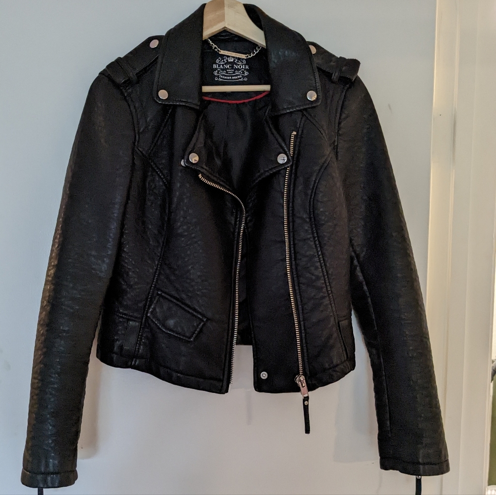 Pebbled Black Faux Leather Jacket